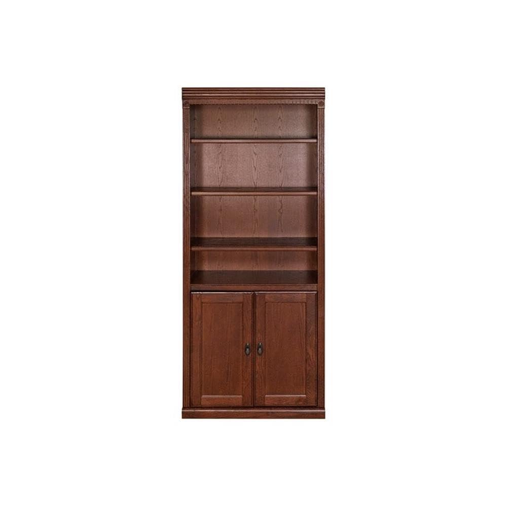 72" Huntington Oxford Wood Bookcase with Doors Brown - Martin Furniture: Hardwood, No Assembly Required