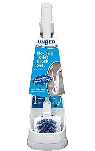 Unger No-Drip Toilet Brush Set  Flexible Neck Toilet Brush with Portable Caddy Holder, Discreet Bathroom Cleaning Brush, Toilet Scrubber, Toilet Bowl Cleaner Brush, Bathroom Cleaning Supplies