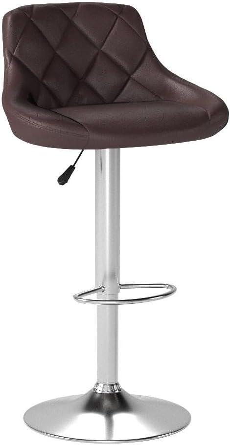 Contemporary Chrome-Finished Adjustable Swivel Bar Stool with Black Faux Leather