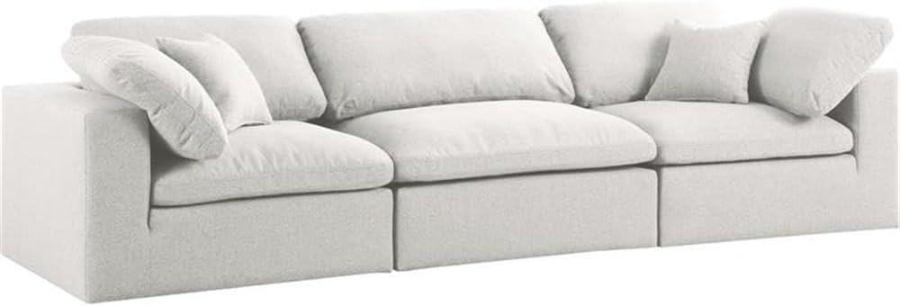 Meridian Furniture Serene Cream Durable Linen Fabric Deluxe Modular Sofa