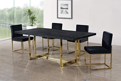 Meridian Furniture Contemporary Giselle Velvet Dining Chair in Black (Set of 2)