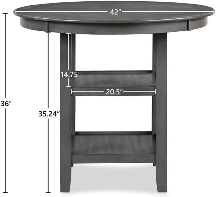 Gray Counter Height 5-Piece Dining Set with Round Table and 4 Chairs