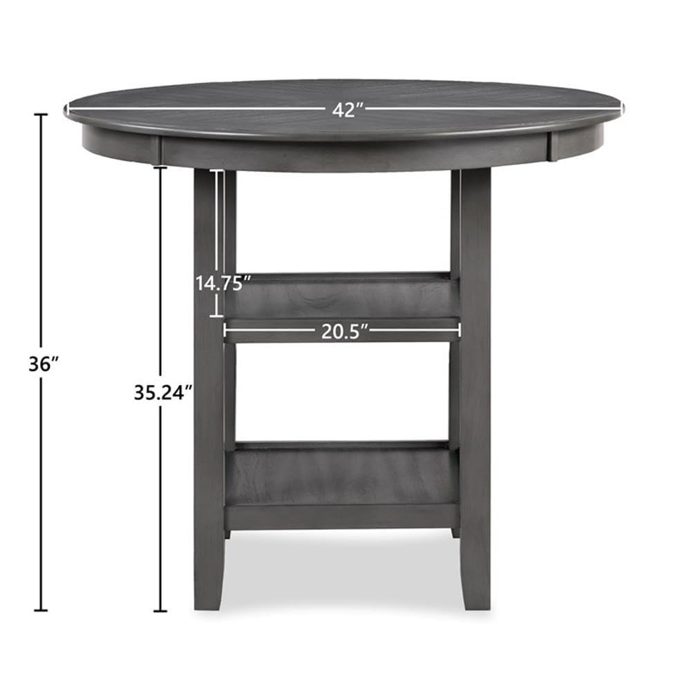Gray Counter Height 5-Piece Dining Set with Round Table and 4 Chairs