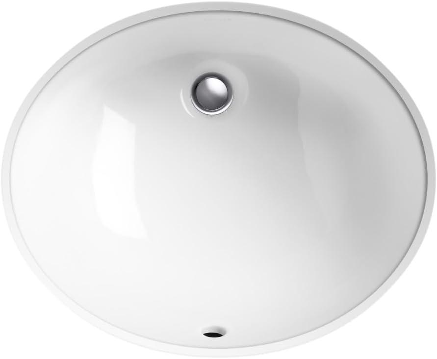 White Ceramic Oval Undermount Bathroom Sink