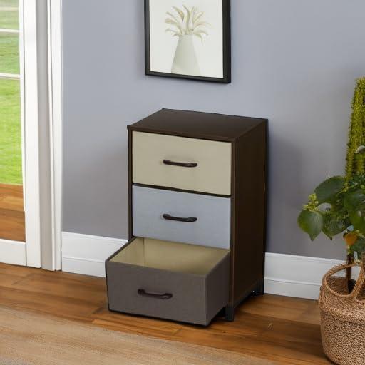 Compact 3-Drawer Earth-Tone Storage Chest with Steel Frame