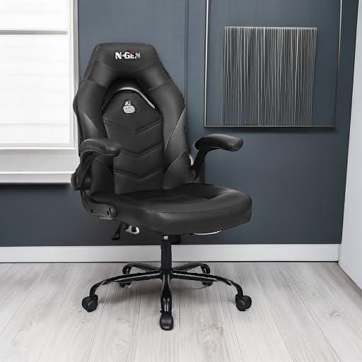 Neo Chair N-GEN Adjustable Ergonomic Faux Leather Swiveling PC & Racing Game Office Desk Chair with Flip-Up Arms