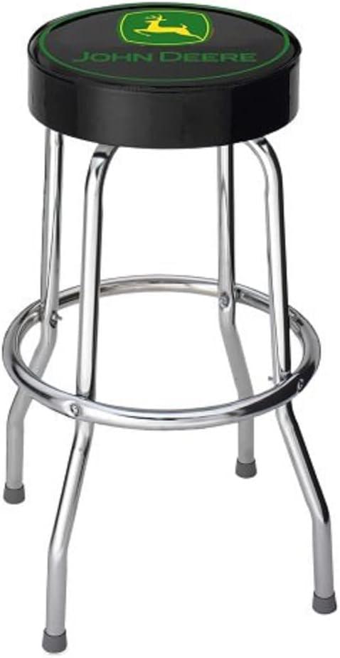 John Deere Black and Green Garage 29 Inch Stool with Chrome Plated Legs 004746R01