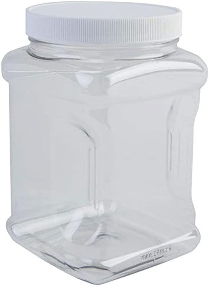 Clear BPA-Free Plastic Square Storage Jar with Screw Cap