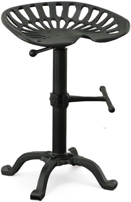 Carolina Living Adjustable Tractor Seat Counter Height Barstool Black: Vintage Style, Iron Base, 22-33" Height