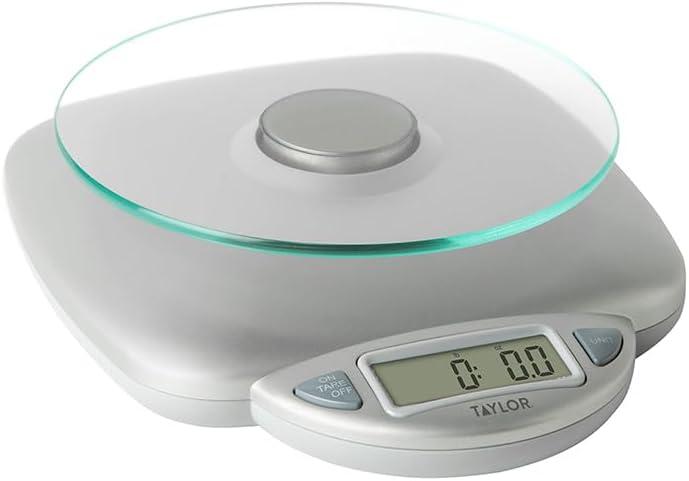 Taylor 11lb Silver Glass Platform Digital Kitchen Scale with LCD Display