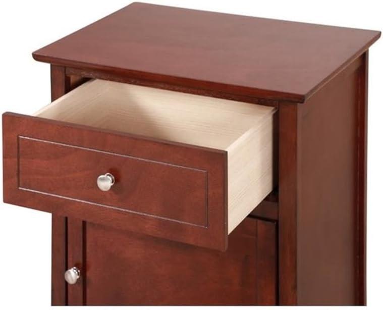 Glory Furniture Izzy 1 Drawer/1 Door Wood Nightstand End Table, Cherry