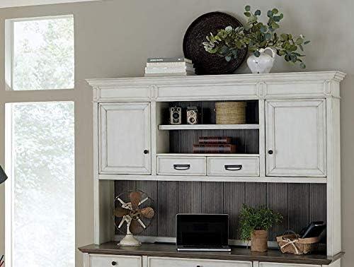 Martin Furniture Hartford L Shaped Pedestal Desk Brown: Executive Office Workstation with Metal Hardware