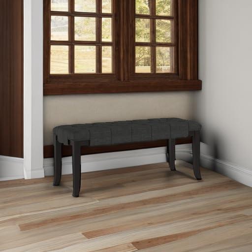 Roundhill Furniture Linon Fabric Tufted Ottoman Bench, Grey