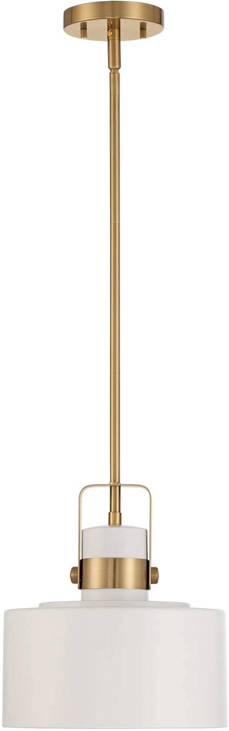 Soft Gold and Matte White Mini Drum Pendant Light