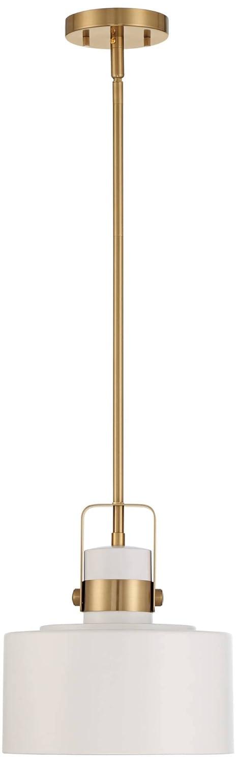 Soft Gold Mini Pendant Lighting 10" Wide Modern Matte White Drum Shade Fixture for Dining Room Home Foyer Kitchen Entryway Bedroom