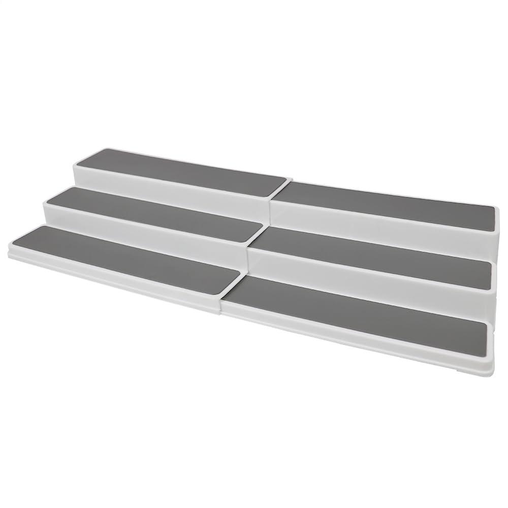 Home Basics 3 Tier Rubber Lined Plastic Spice Rack, Double, White, 14.5-23 Inches