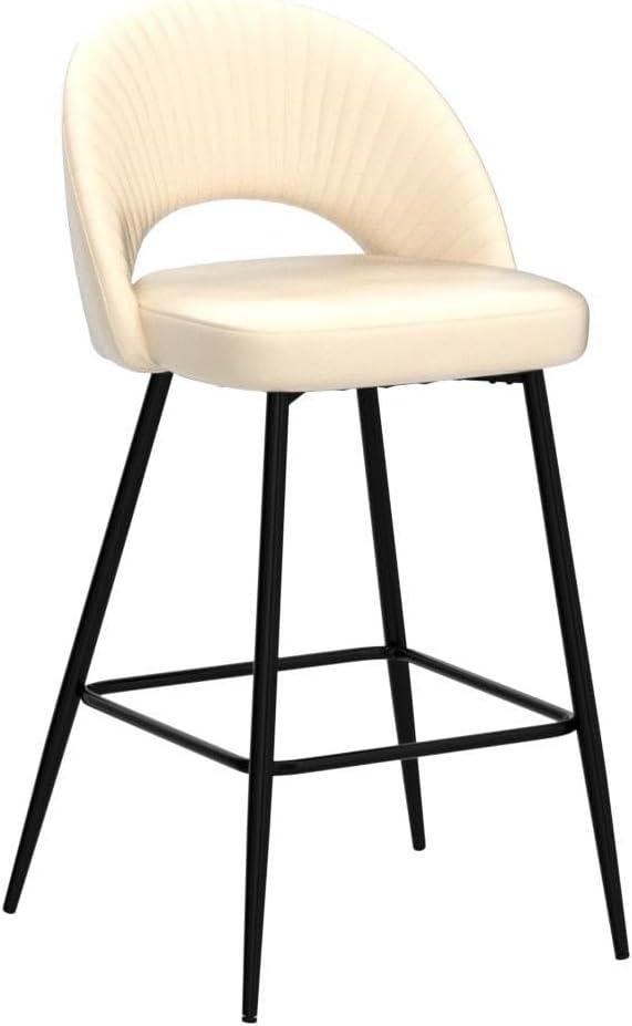 Set of 2 Modern Quilted Leatherette Bar Stools: Steel Frame & Fixed Height - Glitzhome