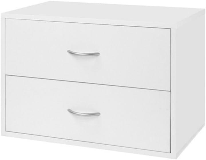 Sleek White 2-Drawer Modular Storage O-Box, 16" H x 24" W