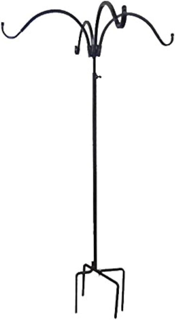 Adjustable Black Steel Quad Arm Shepherd Hook, 4.5' to 7'