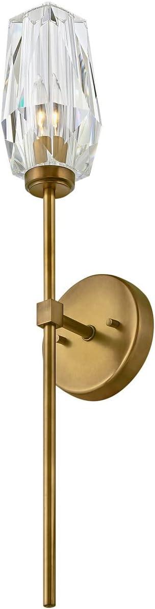 Ana 1-Light Wall Sconce w/ Faceted Heavy-Cut Diamond-Shaped Crystal Shade - Heritage Brass