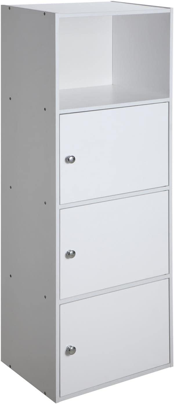 Convenience Concepts Xtra Storage Three-Door Bookcase in White Wood Finish