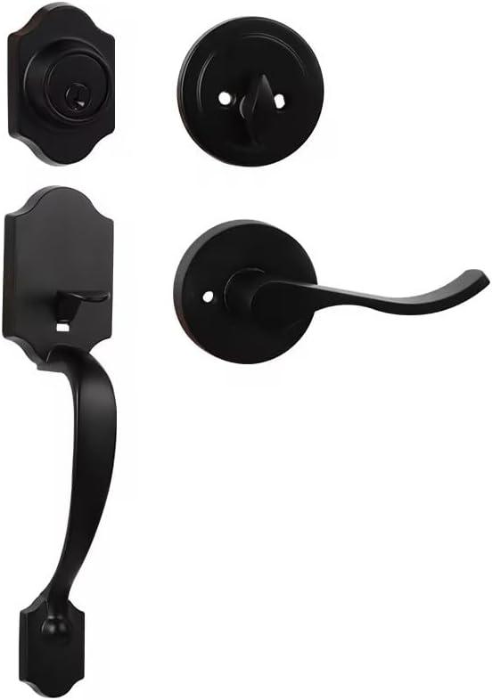 Matte Black Exterior Door Handle and Deadbolt Set