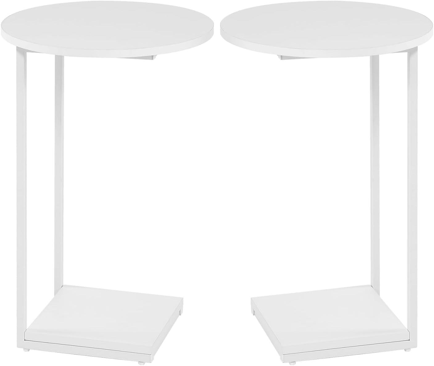 C Table Side Table Set of 2 Living Room Sets C Shaped Couch Tray End Tables Modern, White