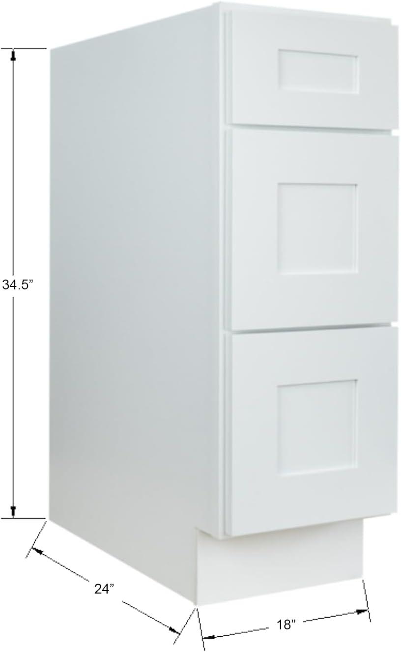 Hollywood Fabiani Design Shaker Drawer Base Kitchen Cabinet Ready to Assemble 18 in. W x 24 in. D x 34.5 in. H White