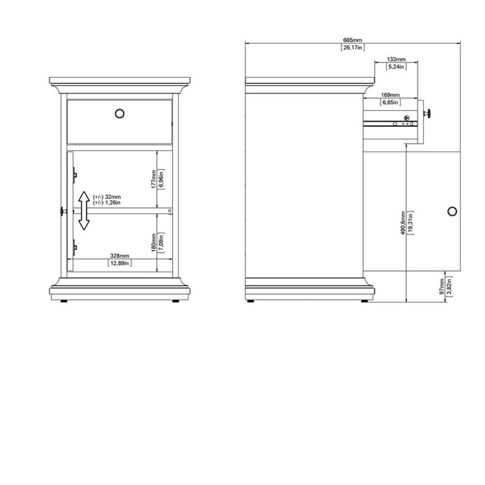 Tvilum Maison Park 1 Drawer, 1 Door Bedroom Nightstand for Adults, White