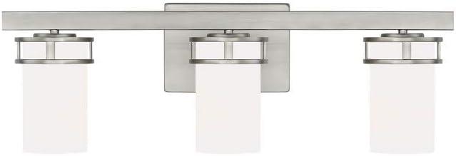 Robie Brushed Nickel 3-Light Vanity Fixture with Etched Glass