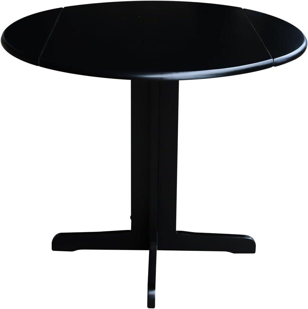 Scandinavian 38" Round Wood Extendable Dining Table in Black