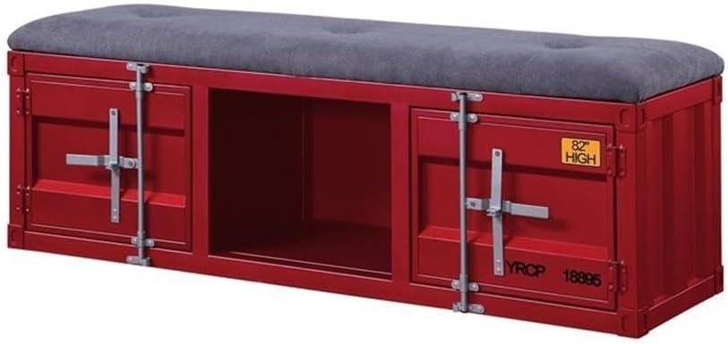 Acme Cargo Bench (Storage), Gray Fabric & Red (1Pc/1Ctn)