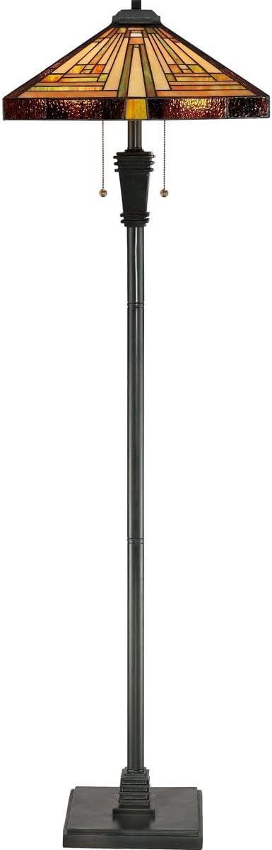 Stephen Geometric Tiffany-Style Bronze Floor Lamp, 59.5" Height