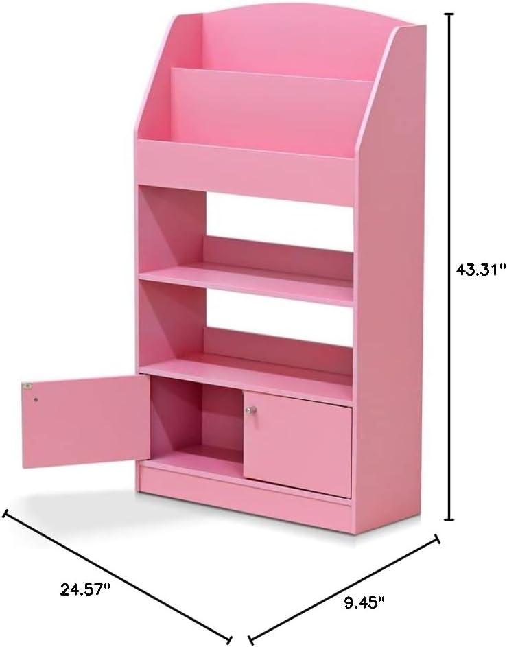 Kidkanac Magazine & Bookshelf with Toy Storage Cabinet, Pink