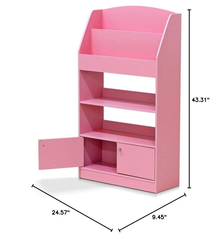 Kidkanac Magazine & Bookshelf with Toy Storage Cabinet, Pink