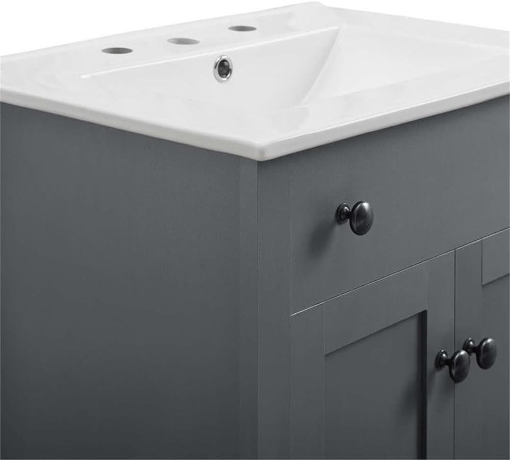 Modway Nantucket 24" Modern Wooden Bathroom Vanity in Gray and White