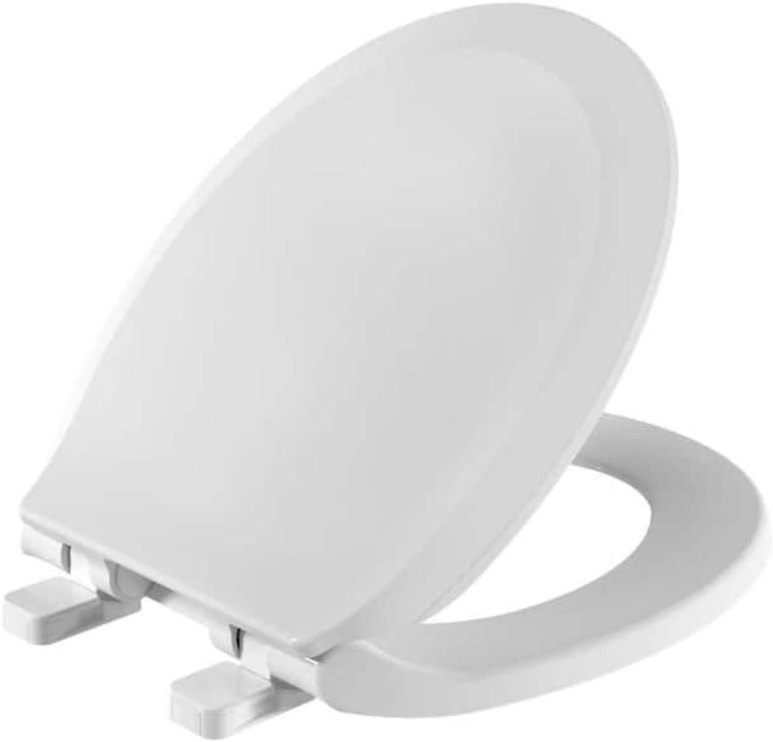 White Round Slow-Close Toilet Seat with Cover