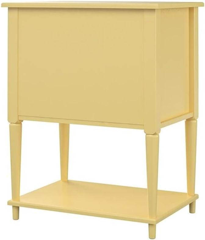 Yellow MDF Rectangular Accent Table with Storage