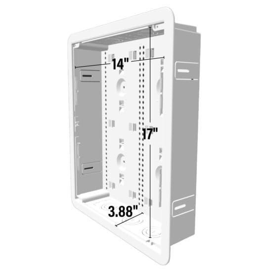 Legrand - OnQ 17 Inch Media Enclosure, Electrical Box, Cable Management Box Dual Purpose In Wall Enclosure for TV Device Storage and Media Distribution, Recessed Media Box, White, ENP1700NA