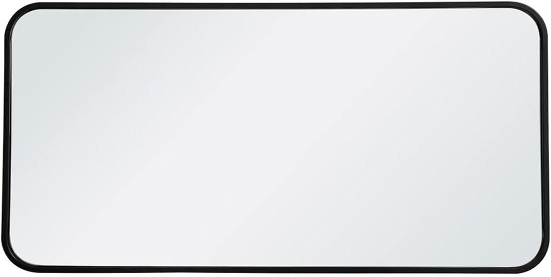 Elegant Lighting Soft corner metal rectangular mirror 18x36 inch in Black