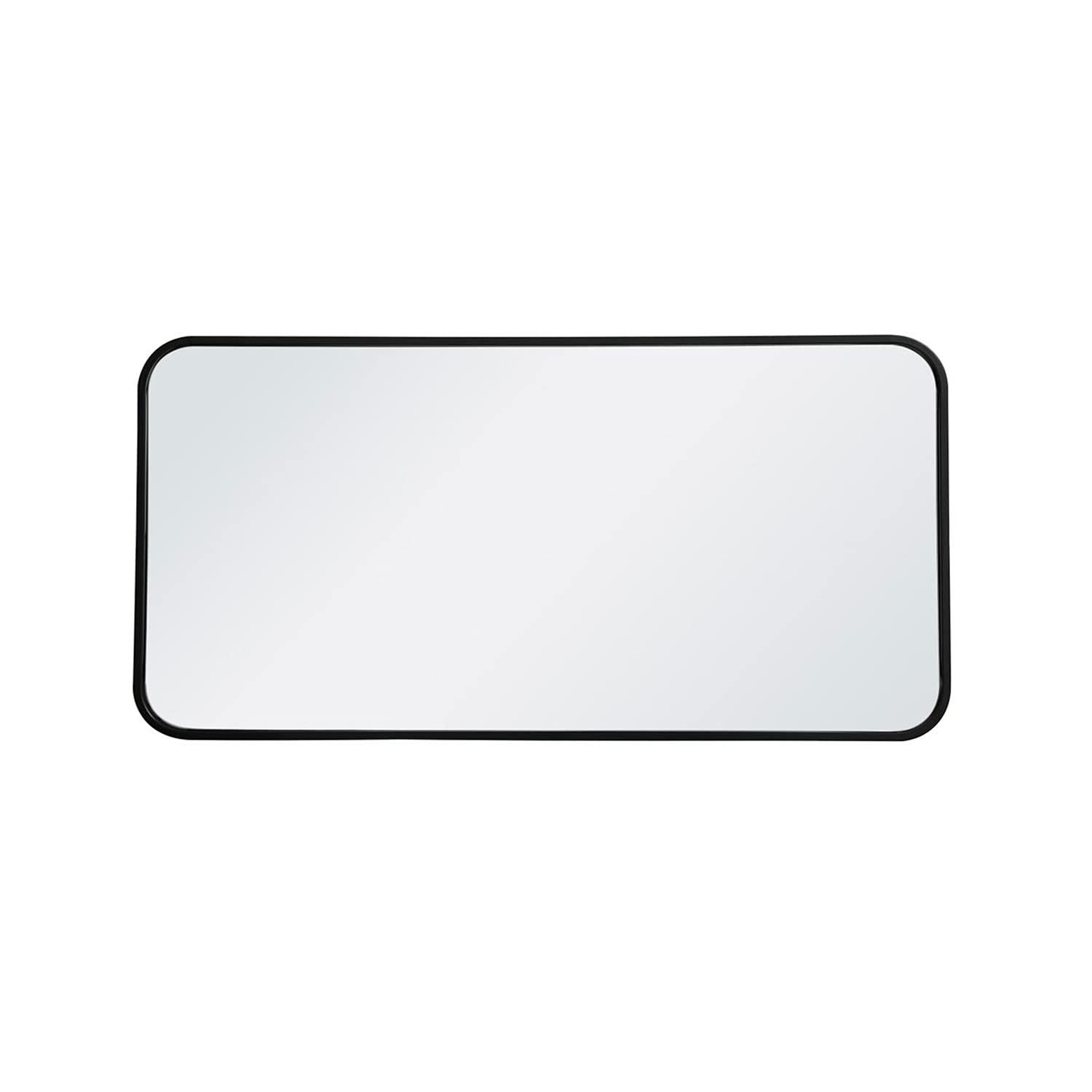 Elegant Lighting Soft corner metal rectangular mirror 18x36 inch in Black