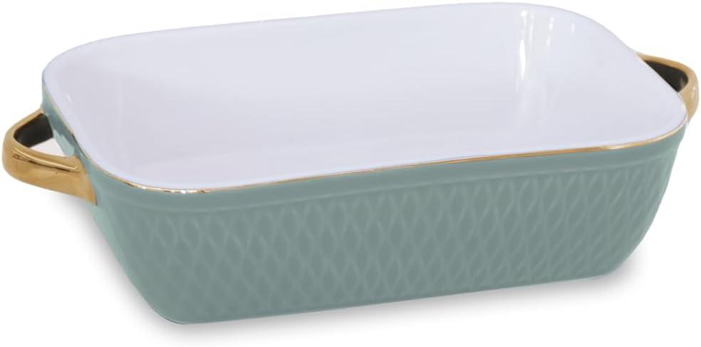 Beatriz Ball CERAMIC Small Rectangular Baker With Gold Handles