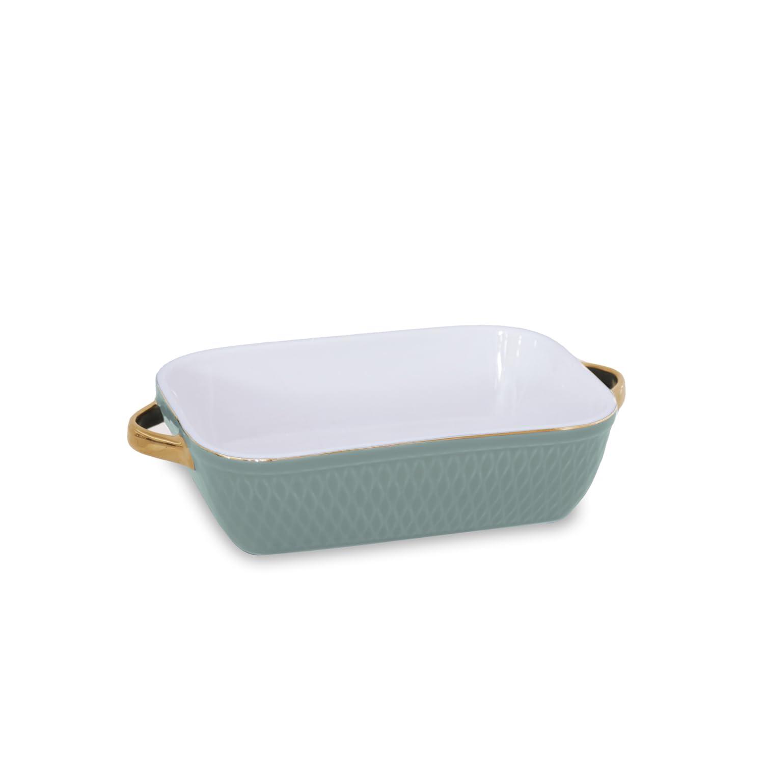 Beatriz Ball CERAMIC Small Rectangular Baker With Gold Handles