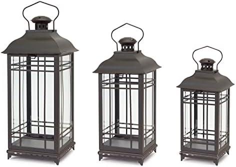 Melrose Traditional Black Metal Lantern (Set of 3)