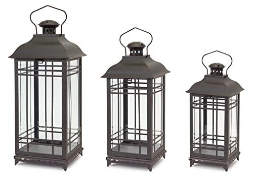 Melrose Traditional Black Metal Lantern (Set of 3)
