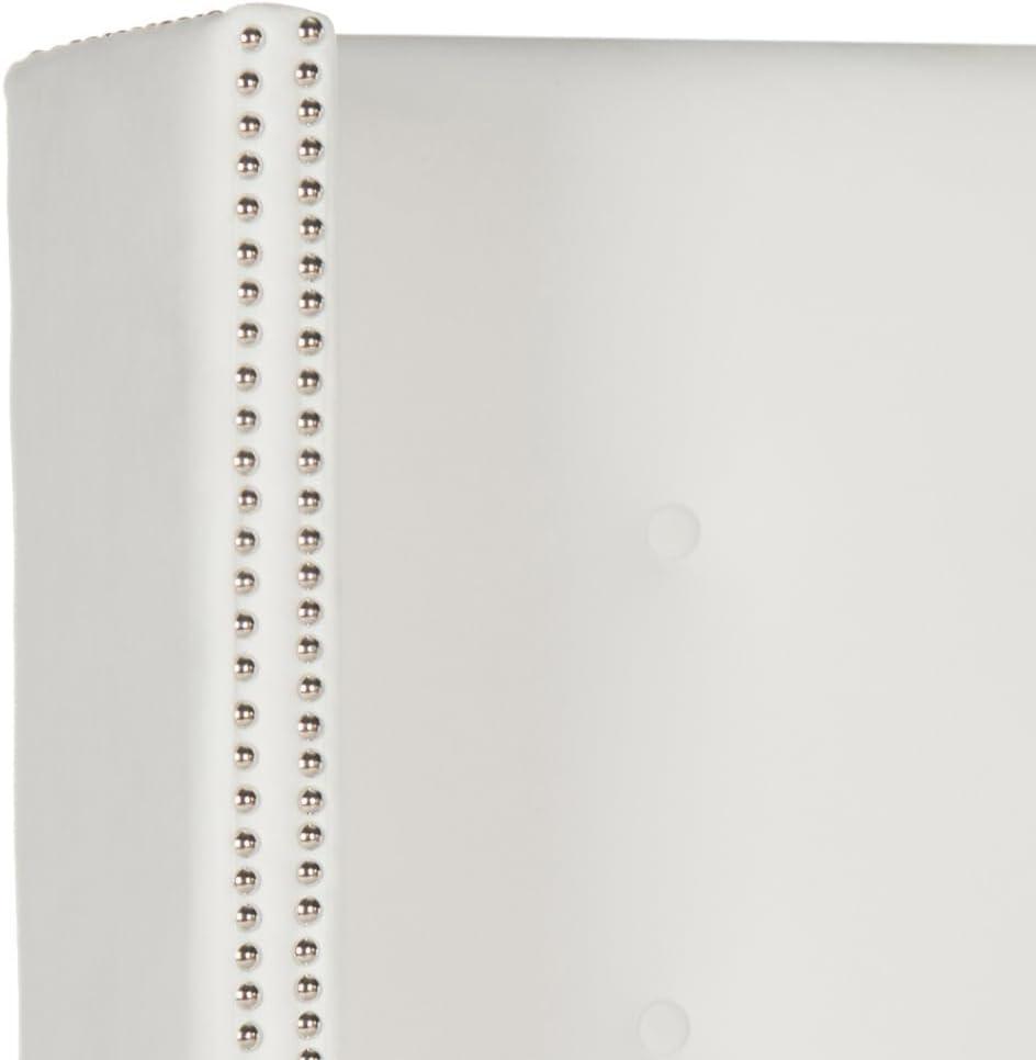 SAFAVIEH Keegan Winged Tufted Wood Headboard with Nail Heads, Queen, White