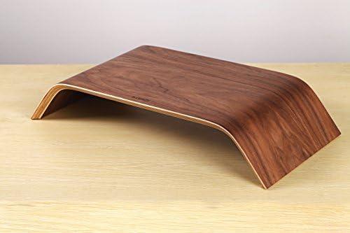 SAMDI Wooden Computer Monitor Stand Save Space Desktop Riser for Computers LCD Monitors Laptop PC iMac Notebook Apple Macbook(Black Walnut)
