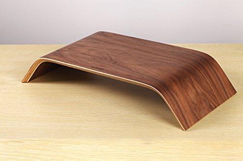 SAMDI Wooden Computer Monitor Stand Save Space Desktop Riser for Computers LCD Monitors Laptop PC iMac Notebook Apple Macbook(Black Walnut)