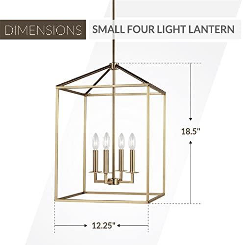 Satin Brass Transitional 4-Light Island Pendant with Clear Silver Wire