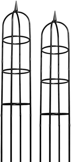 Arlmont & Co. Classic Garden Obelisk, Black, 96", By Harbor Garden (Set of 2)